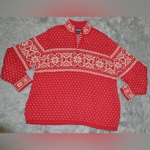 Lands' End Red and White Women's Sweater